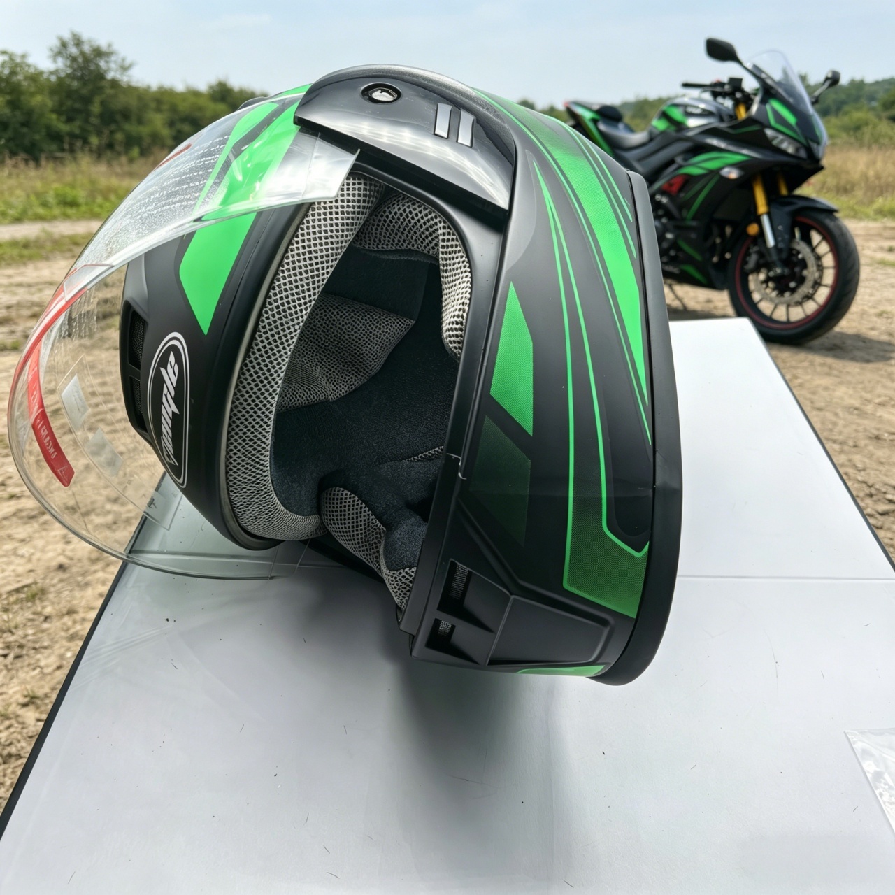 Dual Visor Motorcycle Racing Helmet - Casco de Motocicleta Integral para Hombre,