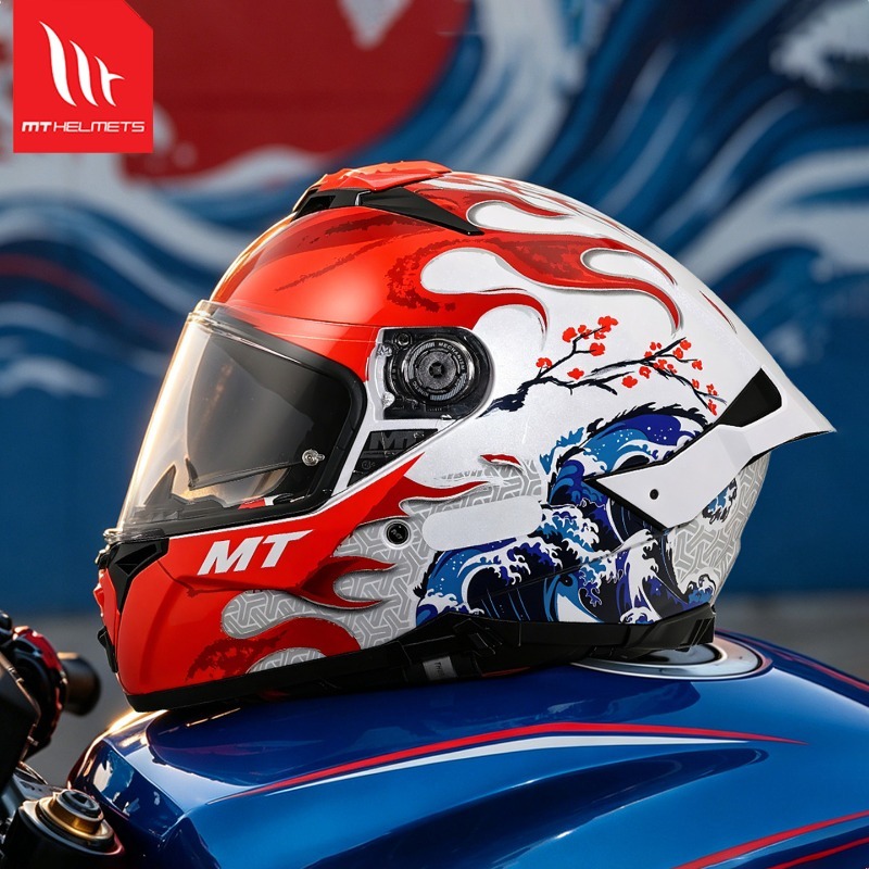 Dual Visor Motorcycle Racing Helmet - NUEVO Casco de Motociclismo Integral MT