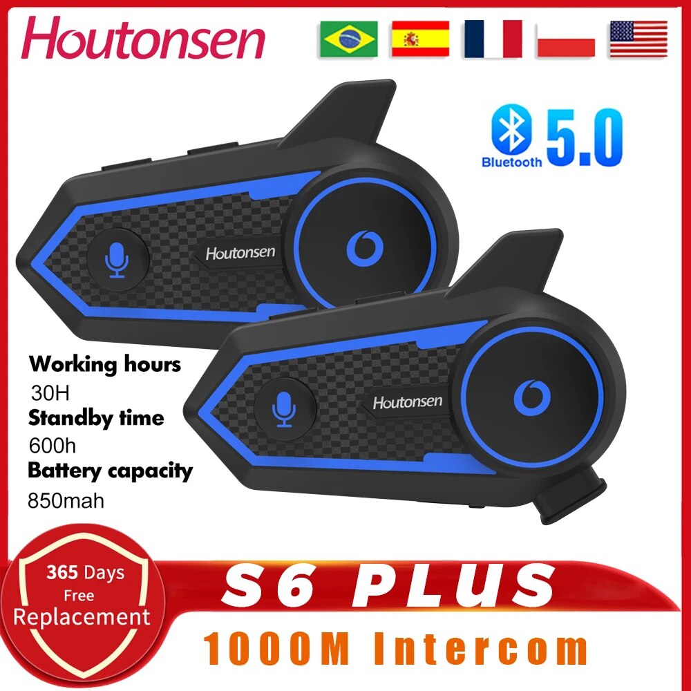 Universal Motorcycle Helmet Intercom Headset - Houtonsen-intercomunicador S6 PLUS para casco de