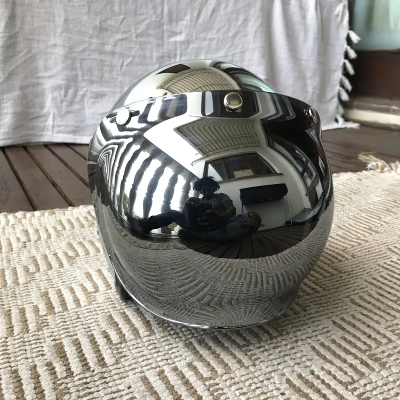 Espejo plateado cromado motoci - Vintage Open Face Retro Helmet reseña y precio