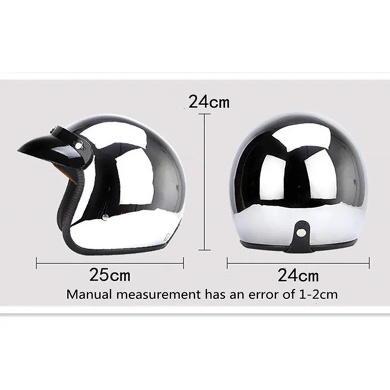Espejo plateado cromado motoci - Vintage Open Face Retro Helmet reseña y precio