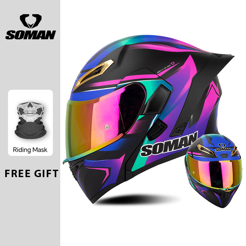 Casco de motocicleta Para homb - Modular Flip Up Motorcycle Helmet Dot Approved reseña y precio