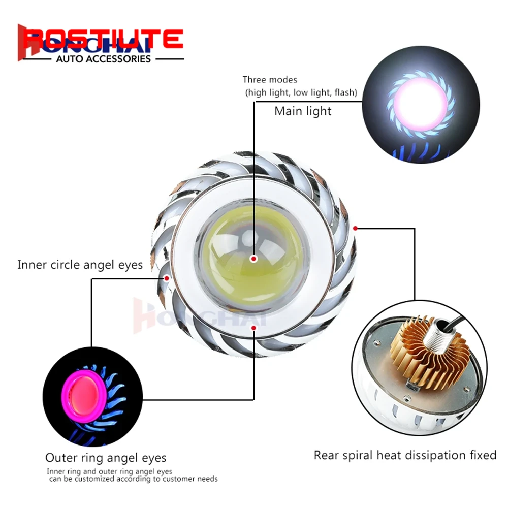 Faros delanteros de motociclet - Universal Motorcycle Led Headlight Projector reseña y precio