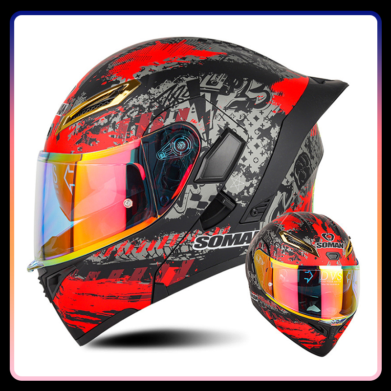 Cascos de motocicleta abatible - Dual Visor Motorcycle Racing Helmet reseña y precio