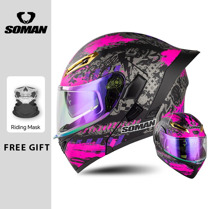Cascos de motocicleta abatible - Dual Visor Motorcycle Racing Helmet reseña y precio