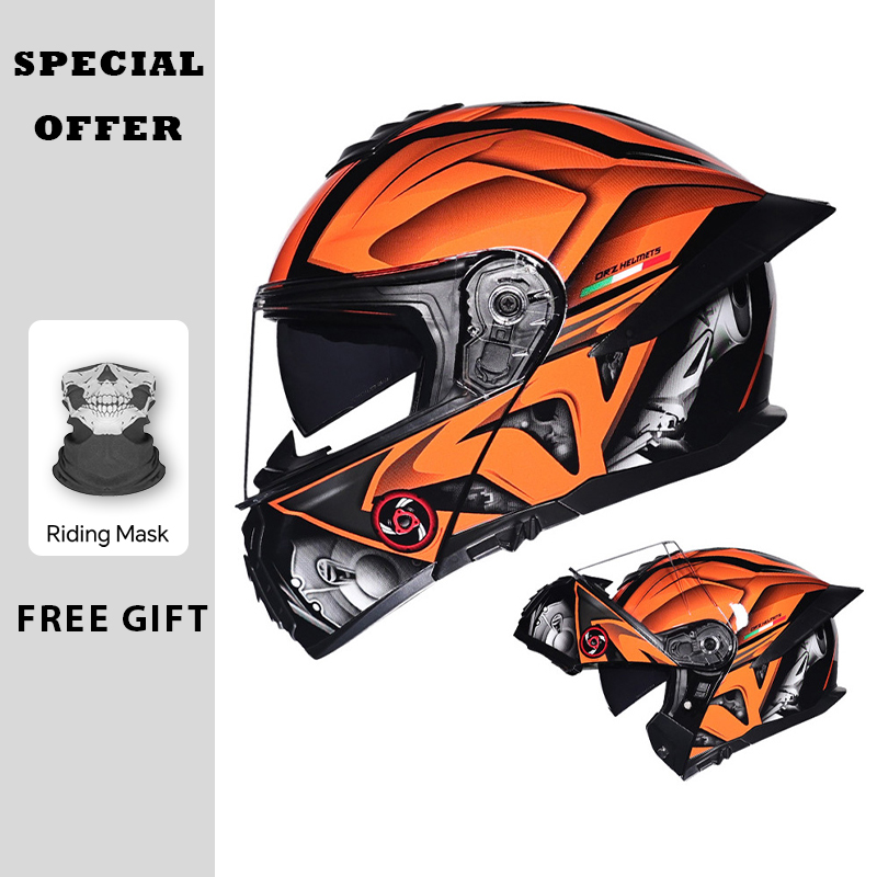 Casco abatible hacia arriba pa - Dual Visor Motorcycle Racing Helmet reseña y precio